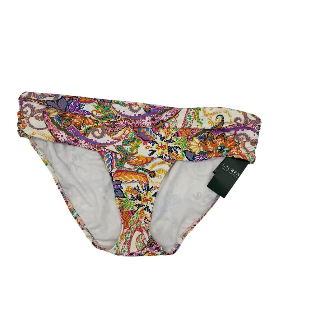 RALPH LAUREN LRL *NEW* Majestic Paisley Shirred Hipster Bikini Bottom Size 16